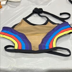 Colorful Striped Bikini Top
